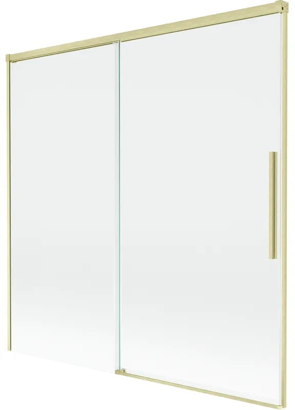 Mexen Rox, 2-krídlová posuvná vaňová zástena 160 x 150 cm, 8mm číre sklo, zlatý matný profil, 8C9-160-001-55-00