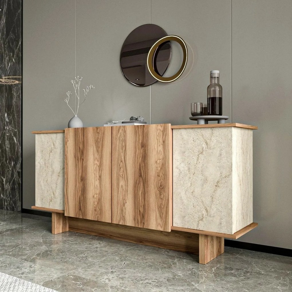 Skrinka Diana Travertine and Walnut