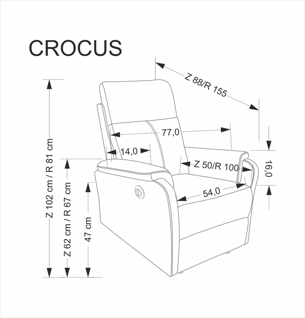 Čalúnené polohovateľné kreslo CROCUS béžové