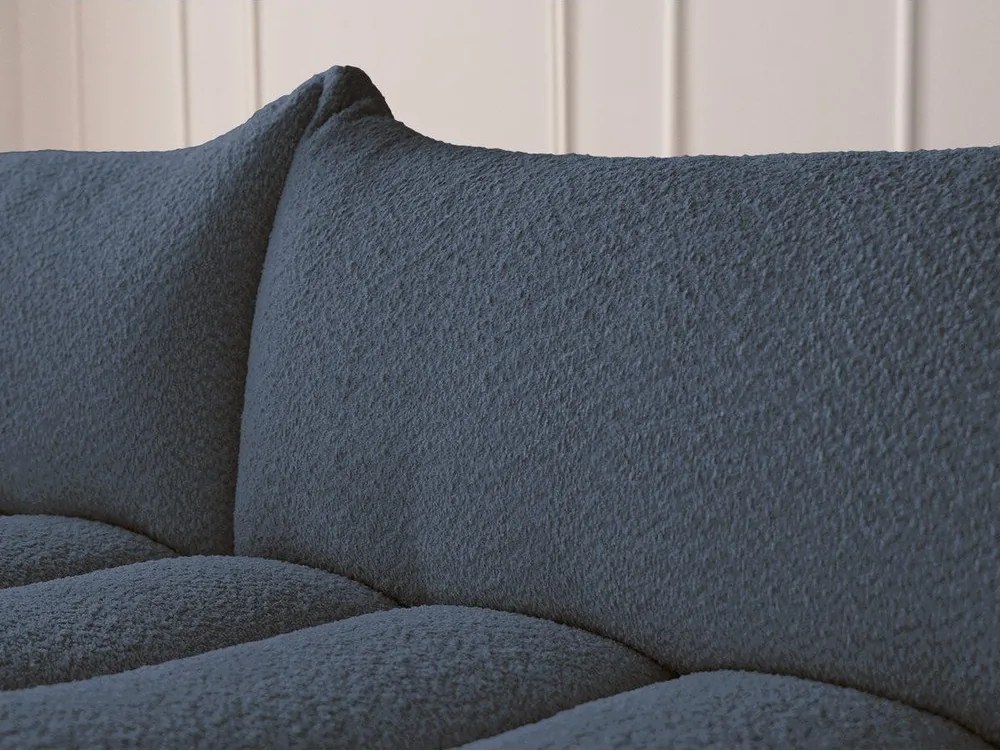 Tmavomodrá rohová pohovka z textílie buklé (ľavý roh/s leňoškou) Azra – Bobochic Paris