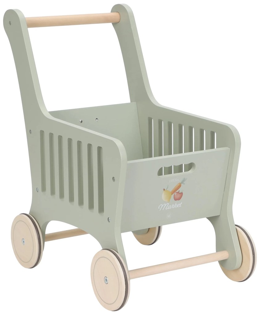Nákupný vozík s doplnkami drevený