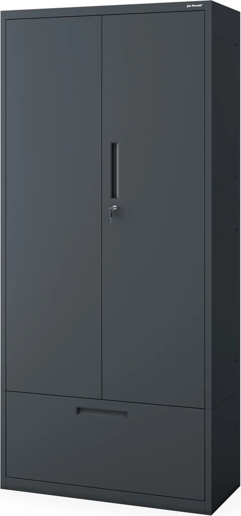 Modulárna kovová multifunkčná skriňa s vysokou zásuvkou antracitová MEGAN 1950 x 900 x 400 mm