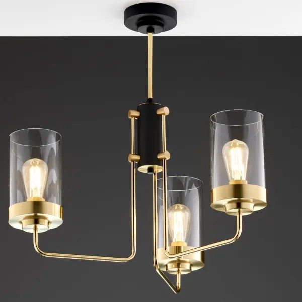 Jupiter 2087 - Luster na tyči RAMIREZ 3xE27/15W/230V zlatá/čierna