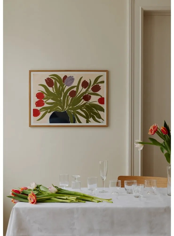 Plagát 70x50 cm Tulips in a Blue Vase – Anine Cecilie Iversen – The Poster Club