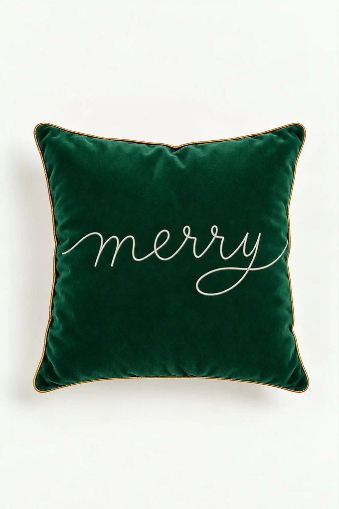 Vianočná obliečka na vankúš MERRY fľašovo zelená 45x45 cm