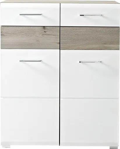 Komoda/botník Funny, dub strieborný/biela