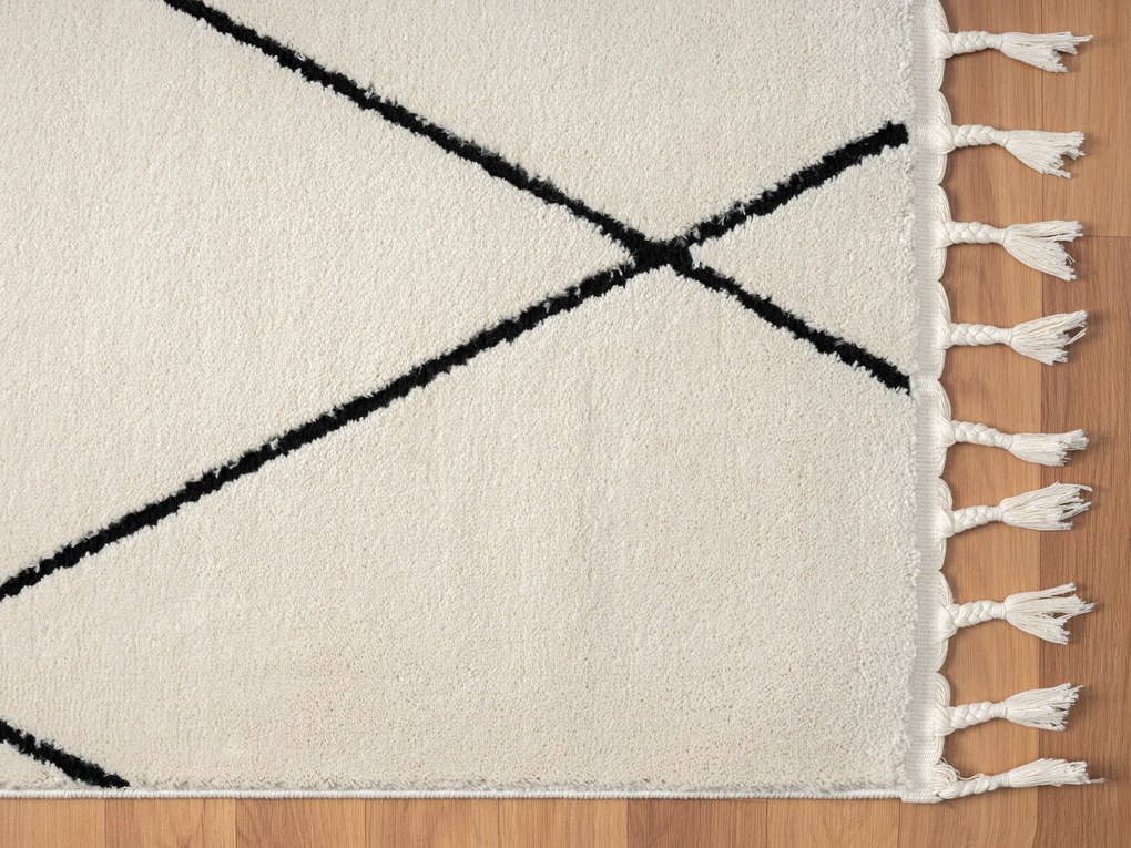 My Flair, Kusový koberec Moroccan Charm weiß, 160x230, čiernobiela, obývacia izba