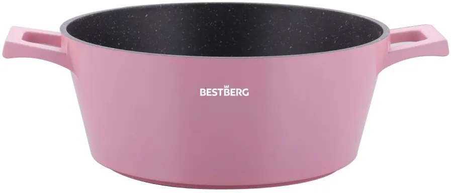 BestBerg BBN-1014P 14-dielna prémiová súprava riadu s nepriľnavým mramorovým povrchom / ružová
