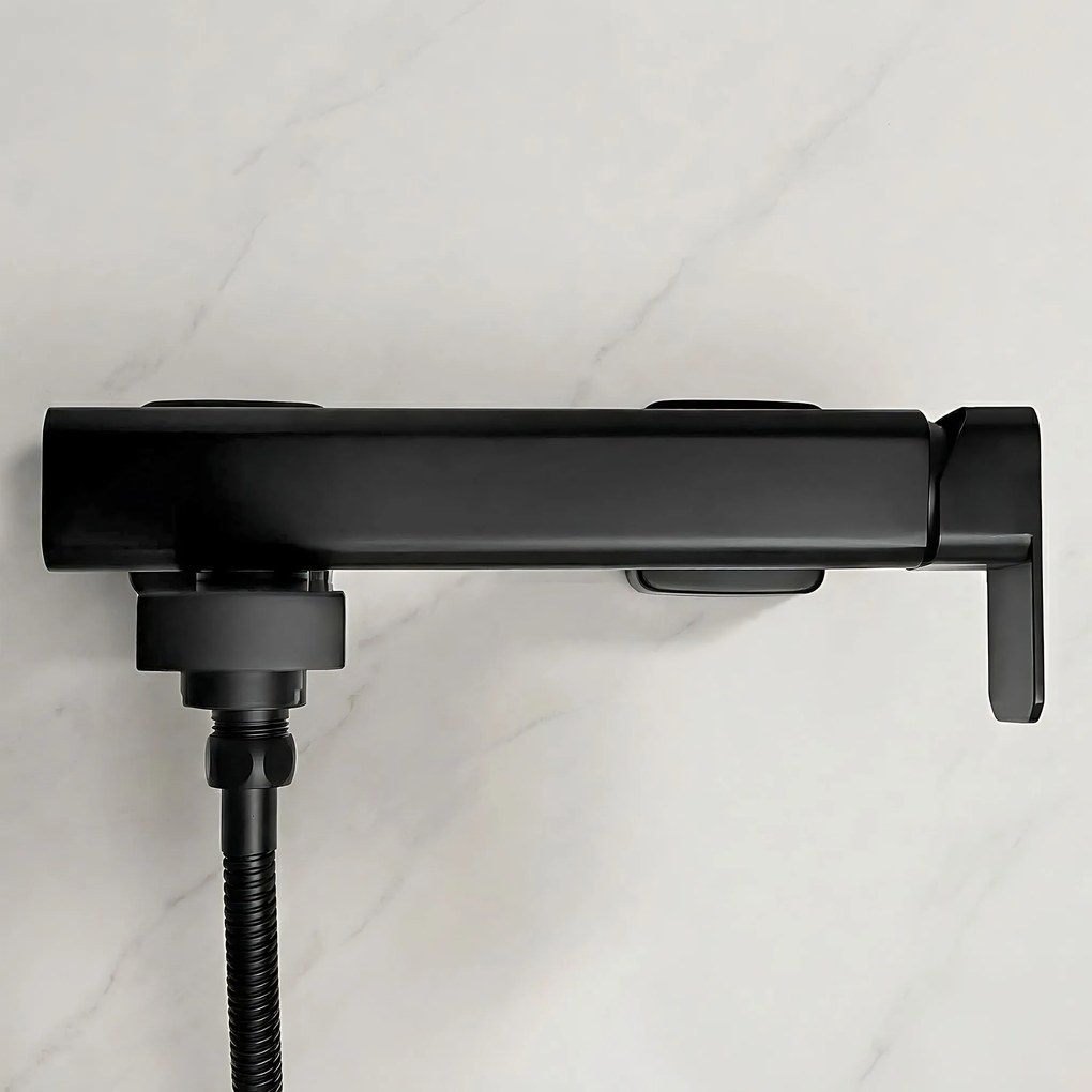 Rea Arlo, vaňová batéria s ručnou sprchovou súpravou, čierna matná, REA-B4590