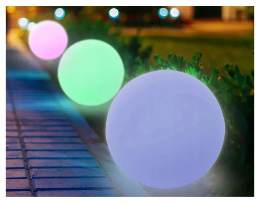 Záhradná guľa SOLAR LAMPA do záhrady ZEMNÁ LED RGB 20cm + diaľkové ovládanie