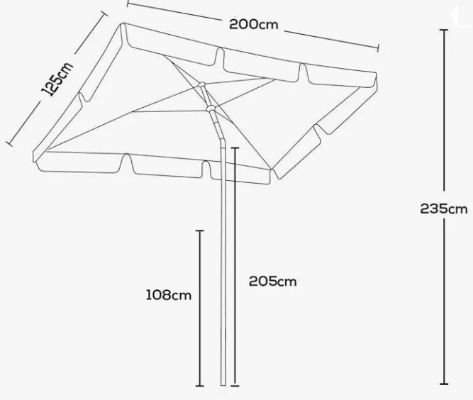 TRENDIE Záhradný slnečník 125x200 cm tmavo sivý