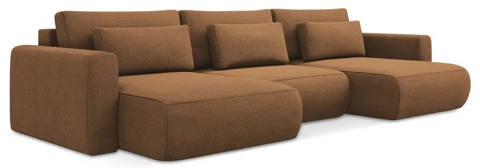 Terakotová rozkladacia/s úložným priestorom rohová pohovka (do tvaru "U") Kapua – Makamii