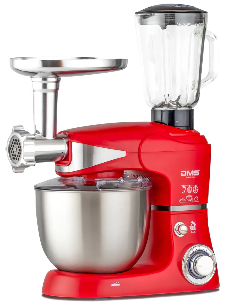 DMS Germany KMFB-1700 kuchynský robot 3v1 1700 W / kovové prevody / červená