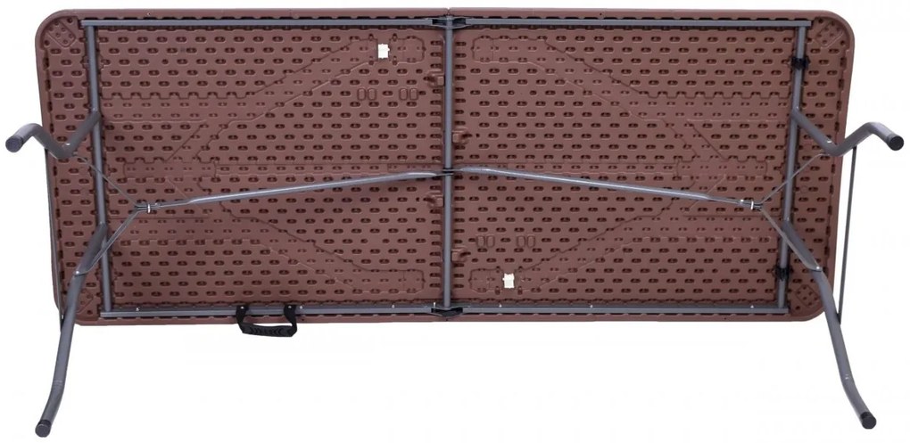 Cateringový set RATTAN stôl 180 cm a 2 lavice hnedý