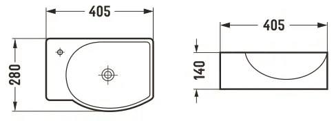 Mexen Mista, umývadlo na dosku, pravé, 40 x 28 cm, biela, 22174000R