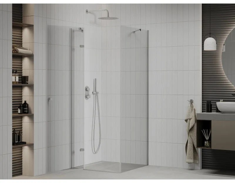 Mexen Roma, sprchovací kút 120 (dvere) x 120 (stena) cm, 6mm číre sklo, chrómový profil, 854-120-120-01-00