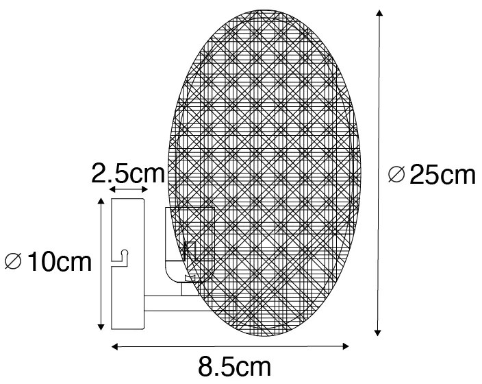 Rustikálna nástenná lampa čierna s ratanom 25 cm - Kata