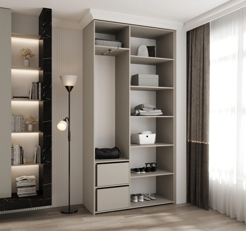 Šatníková skriňa 120 cm Carmela 40-2 (kašmír + zlatá). Akcia -20%. Vlastná spoľahlivá doprava až k Vám domov. 1126556