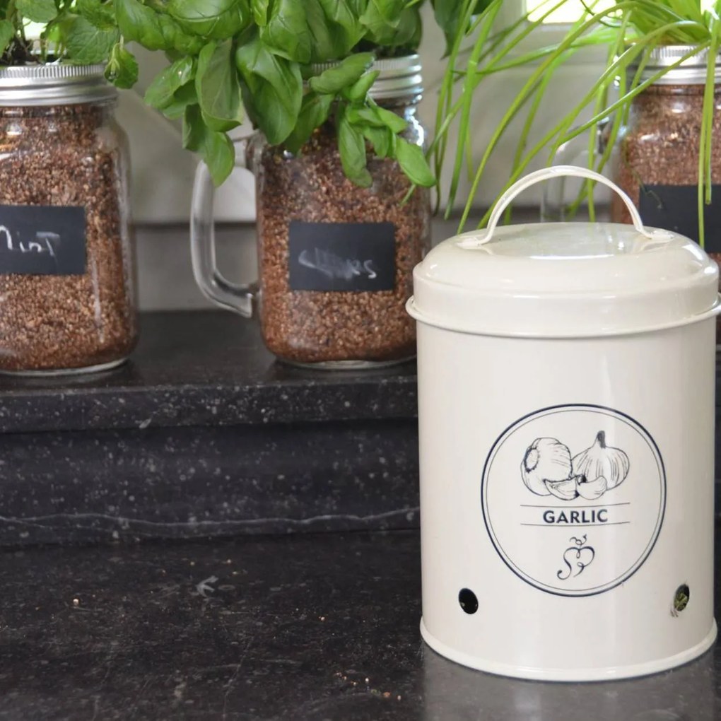 Kovová nádoba na cesnak Vintage, 17,5x11,5 cm
