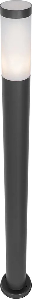 Moderná vonkajšia stĺpová lampa tmavosivá s opálom 110 cm IP44 - Rox