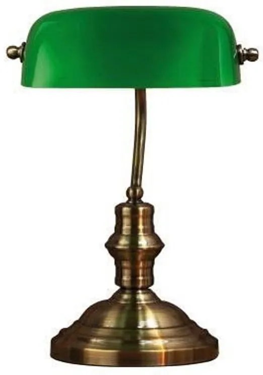 Stolová lampa v zelenej a mosadznej farbe Markslöjd Bankers, výška 42 cm