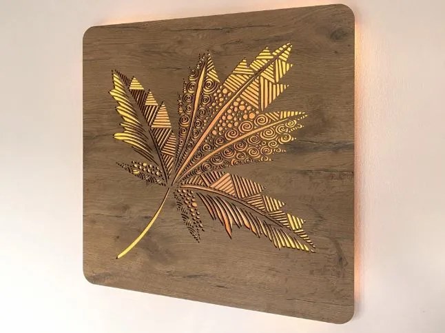 Obraz List stromu s led podsvietením na batériu