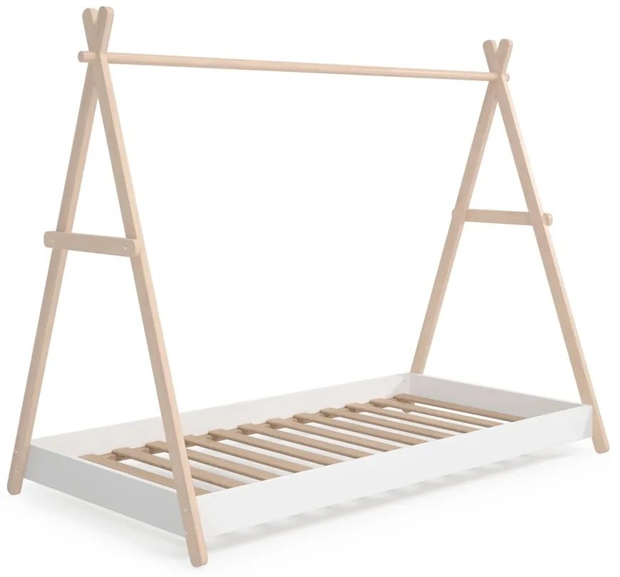 Biela/prírodná domčeková detská posteľ z borovicového dreva 90x200 cm Trufa – Marckeric