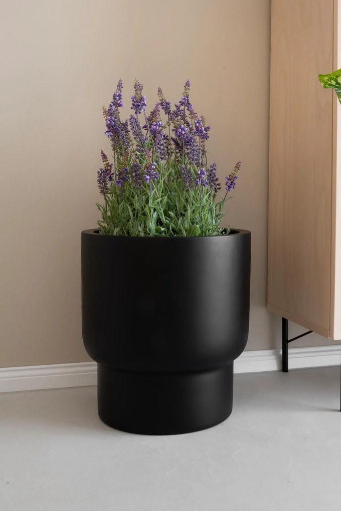 Kvetináč LIVELLO, sklolaminát, výška 41 cm, čierny
