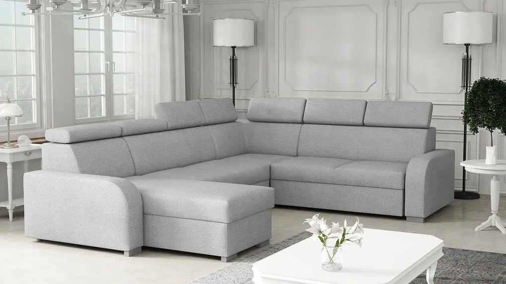 Rohová sedačka U Lyseri 2rR2pLC (sivá) (s úl. priestorom)