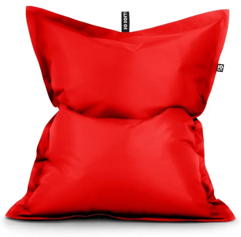 Červený sedací vak z imitácie kože Pad L – So Soft?