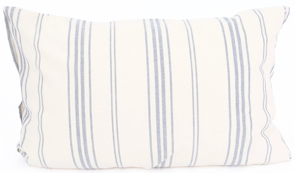 Bavlnená obliečka na vankúš Natural 40 × 60 cm - Prúžky modré