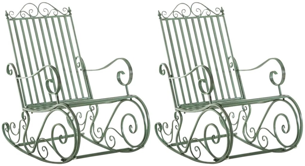 Kovové hojdacie kreslo Smile (SET 2 ks) - Zelená antik