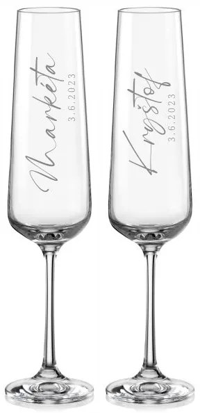Svadobné poháre na sekt Calligraphy style, 2 ks