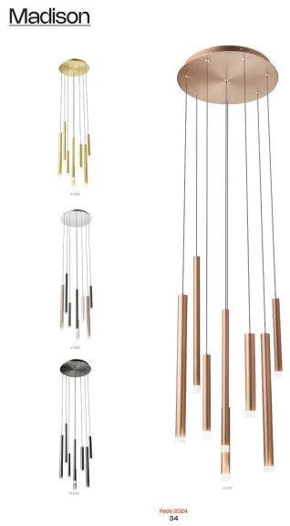 Redo 01-2053 - LED Luster na lanku MADISON 8xLED/4W/230V lesklý chróm/čierna/meď