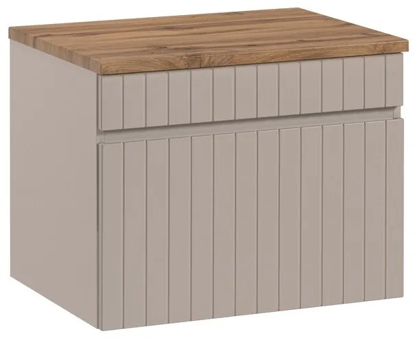 Závěsná skříňka Iconic s deskou 60 cm kašmír/dub coast evoke