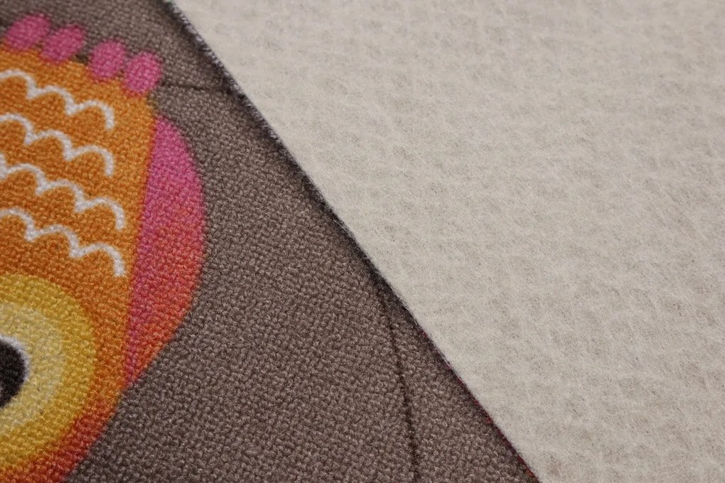 AKCIA: 120x170 cm Detský kusový koberec Little Owls - obšitý zo všetkých strán, šíře, hnedá, filc, detská izba, AladinWorld Expres