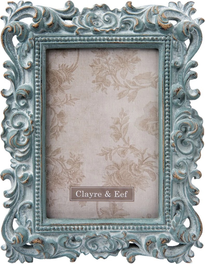 Modrý fotorámik s ornamentmi a patinou - 16*3*22 cm / 10*15 cm
