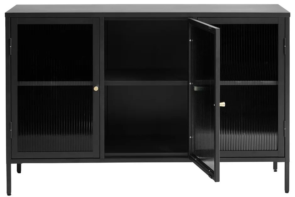 Čierna kovová vitrína 132x85 cm Bronco - Unique Furniture