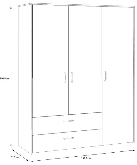 Šatníková skriňa URO 152x190 cm dub artisan/biela