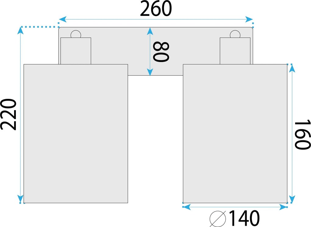 Toolight Toolight, nástenné svietidlo 2xE27, APP1824-2W, čierna matná-hnedá, OSW-09316