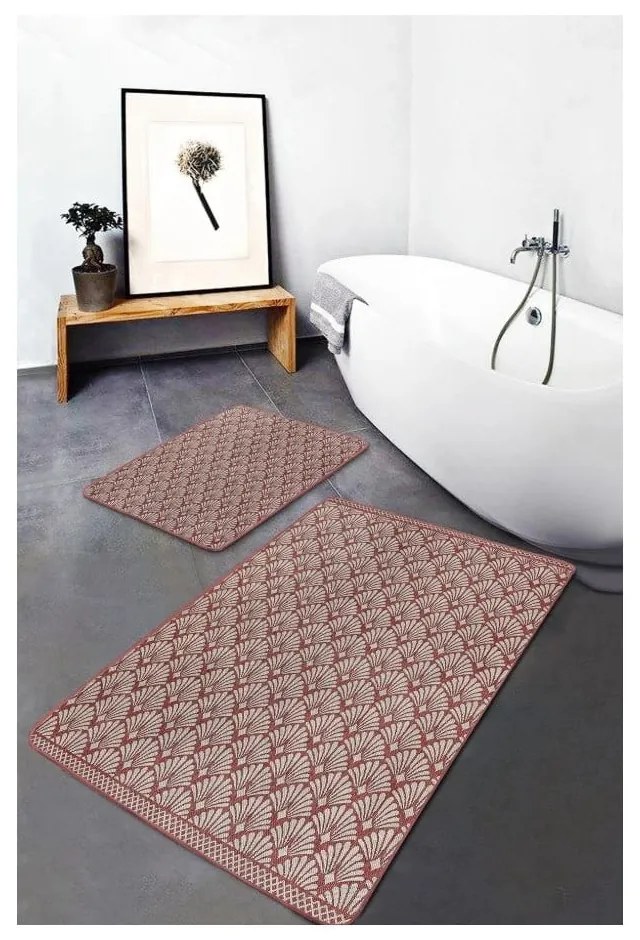 Hnedé zamatové kúpeľňové predložky v súprave 2 ks 60x100 cm – Mila Home