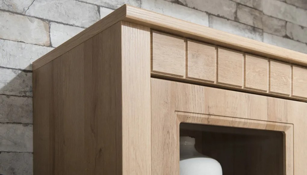 Široká vysoká vitrína Atik, dub riviera