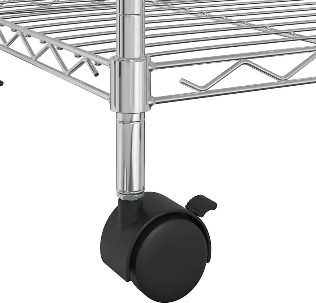 Multidom Regál so 4 policami na kolieskach 90x35x142 cm chrómový 200 kg