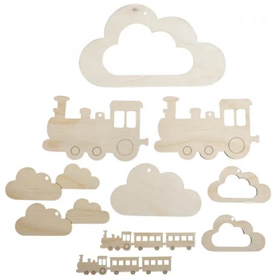 Drevené ozdoby ku kolotoču nad postieľku VLÁČIK