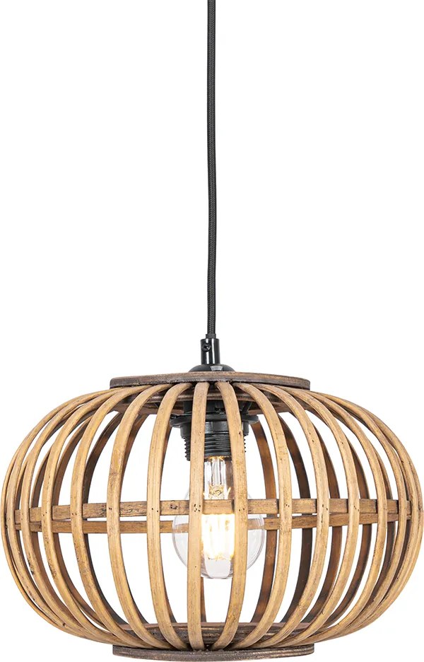 Orientálne závesné svietidlo bambusové 3-svetlo obdĺžnikové - Amira