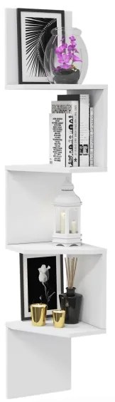 Rohová nástenná polica DESALDO 155,2x29,6 cm biela