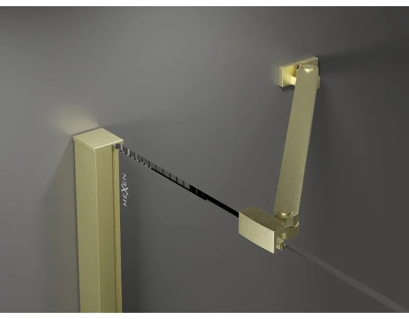 Mexen Velar Duo, posuvné sprchové dvere do otvoru 150 cm, 8mm šedé sklo, zlatá matná, 871-150-000-42-55