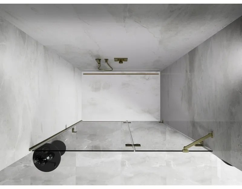 Mexen, Mexen Lunar pravé otočné sprchové dvere 140 cm, transparentné, brúsené zlato - 834-140-000-55-00-P