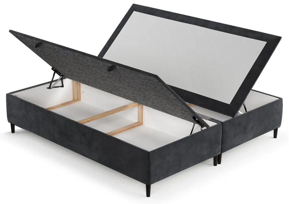 Antracitovosivá čalúnená dvojlôžková posteľ s úložným priestorom 160x200 cm Tate – Maison de Rêve