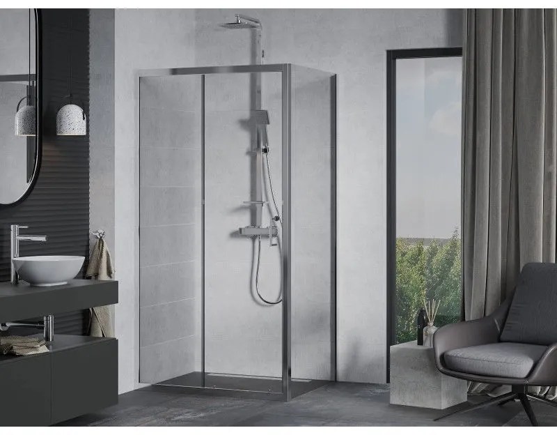 Mexen Apia, sprchový kút s posuvnými dverami 105 (dvere) x 100 (stena) cm, 6mm číre sklo, chrómový profil, 840-105-100-01-00